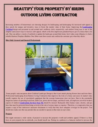 Beautify Your Property by Hiring Outdoor Living Contractor