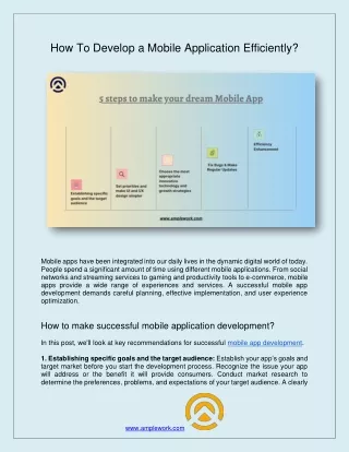 How To Develop A Mobile Application Efficiently? - AmpleWork