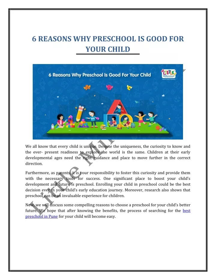 6 reasons why preschool is good for your child