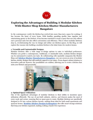 Exploring the Advantages of Building A Modular Kitchen With Shutter Shop Kitchen Shutter Manufacturers Bangalore