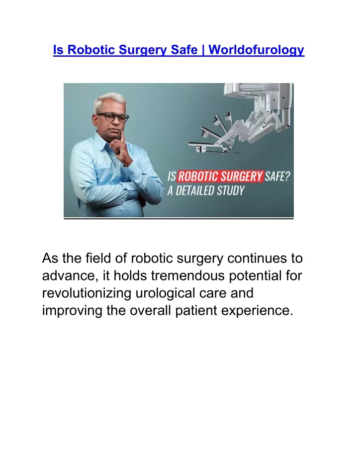 is robotic surgery safe worldofurology