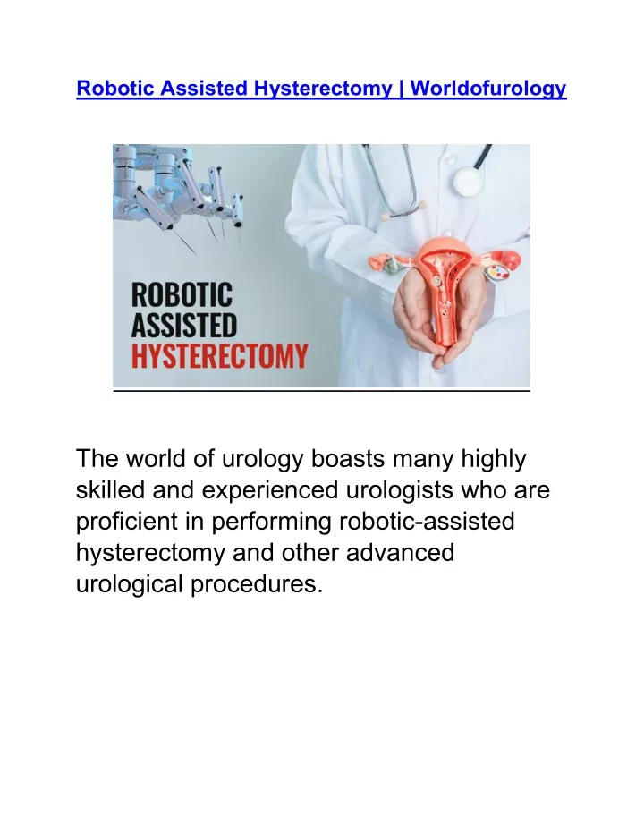 robotic assisted hysterectomy worldofurology