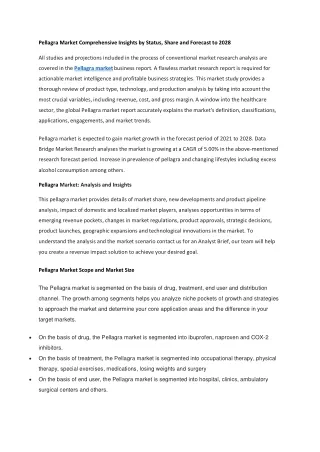 pellagra market comprehensive insights by status