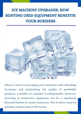 Ice Machine Upgrades- How Renting Used Equipment Benefits Your Business