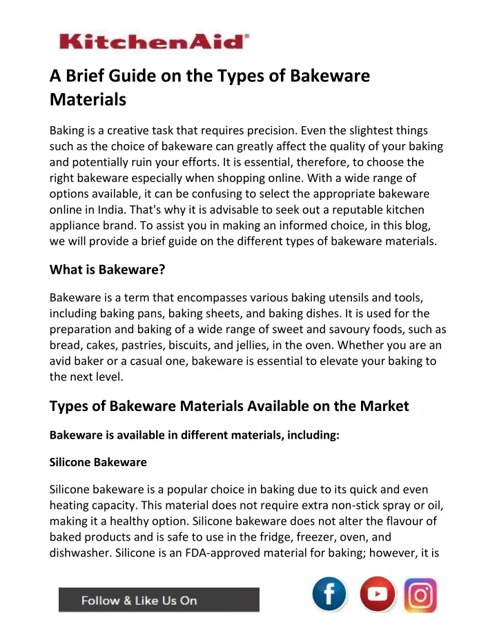 a brief guide on the types of bakeware materials