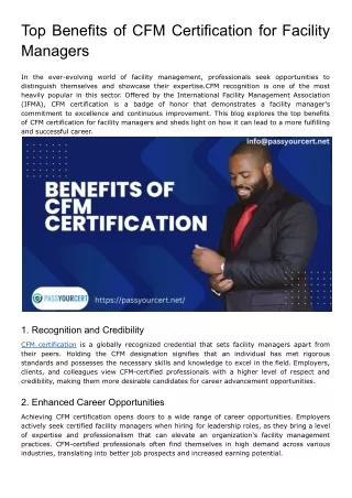 Top Benefits of CFM Certification for Facility Managers