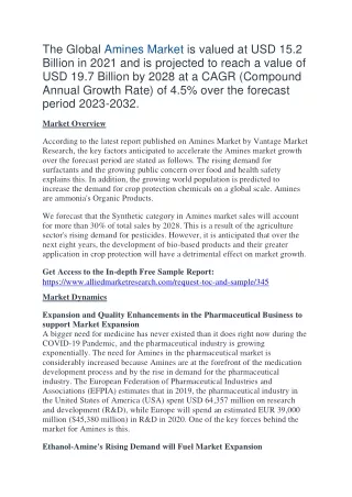 the global amines market is valued