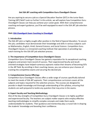 get ssa jbt coaching with competition guru