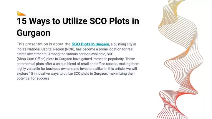 15 ways to utilize sco plots in gurgaon