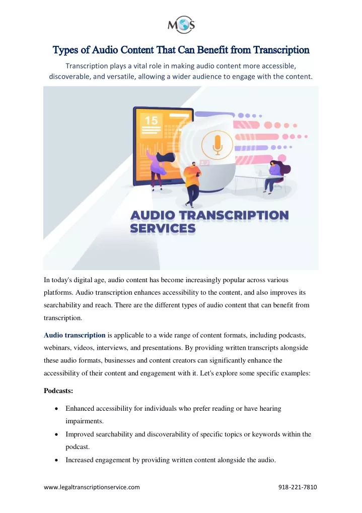types of audio content that can benefit from