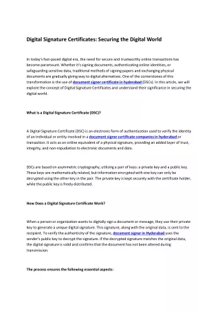 digital signature certificates securing