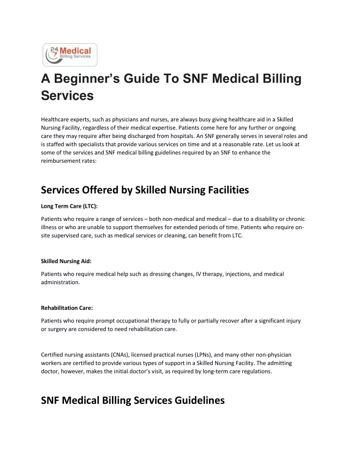 a beginner s guide to snf medical billing services