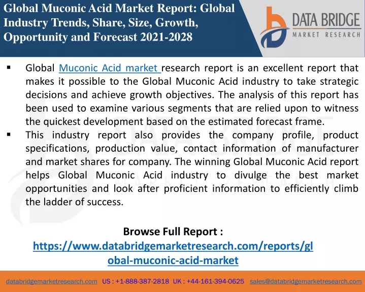 global muconic acid market report global industry