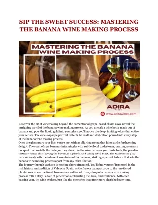 MASTERING THE BANANA WINE MAKING PROCESS