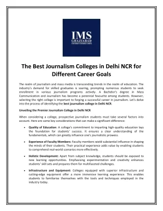 The Best Journalism Colleges in Delhi NCR for Different Career Goals