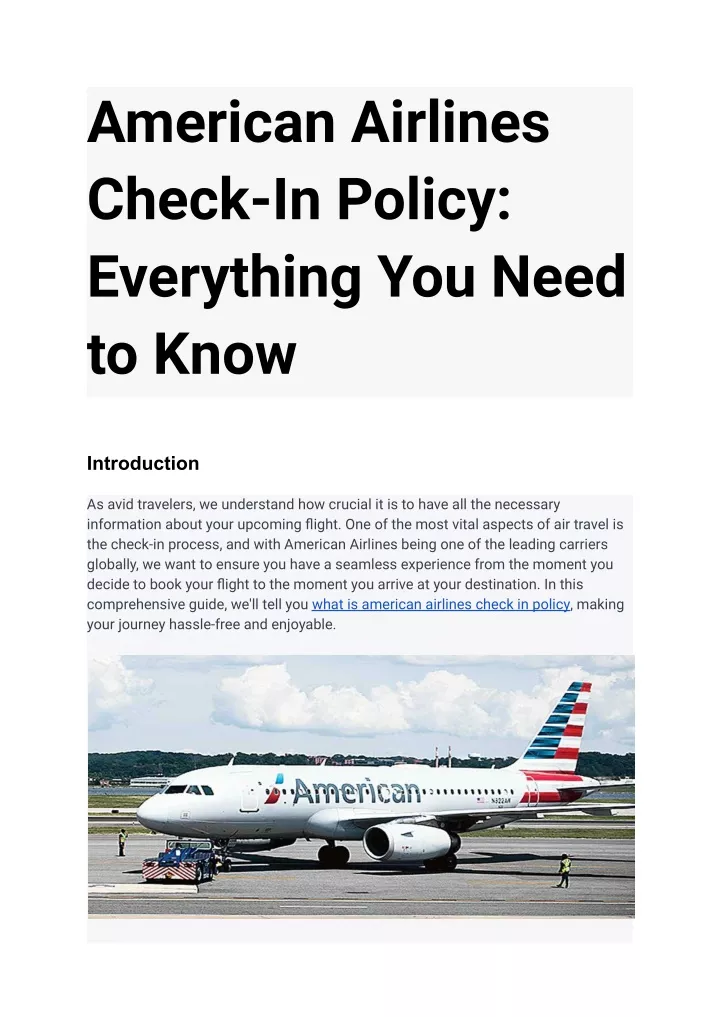 american airlines check in policy everything