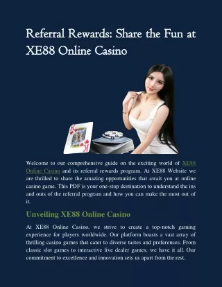 Referral Rewards Share the Fun at XE88 Online Casino