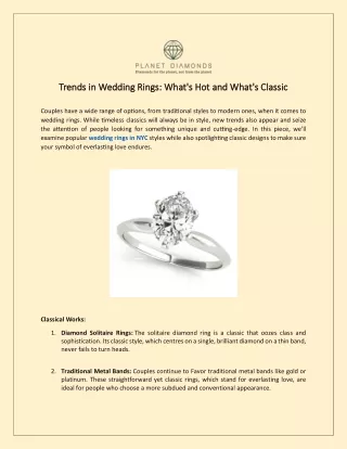 Trends in Wedding Rings: What’s Hot and What’s Classic