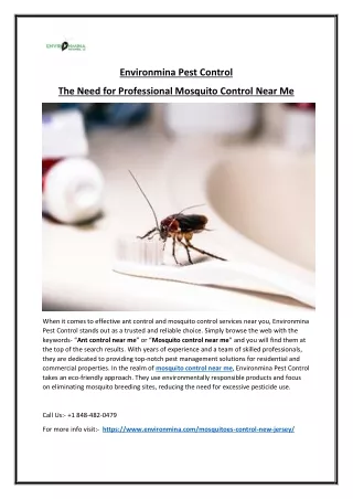 The Need for Professional Mosquito Control Near Me