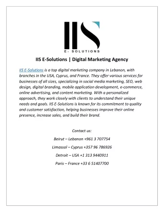 IIS E Solutions