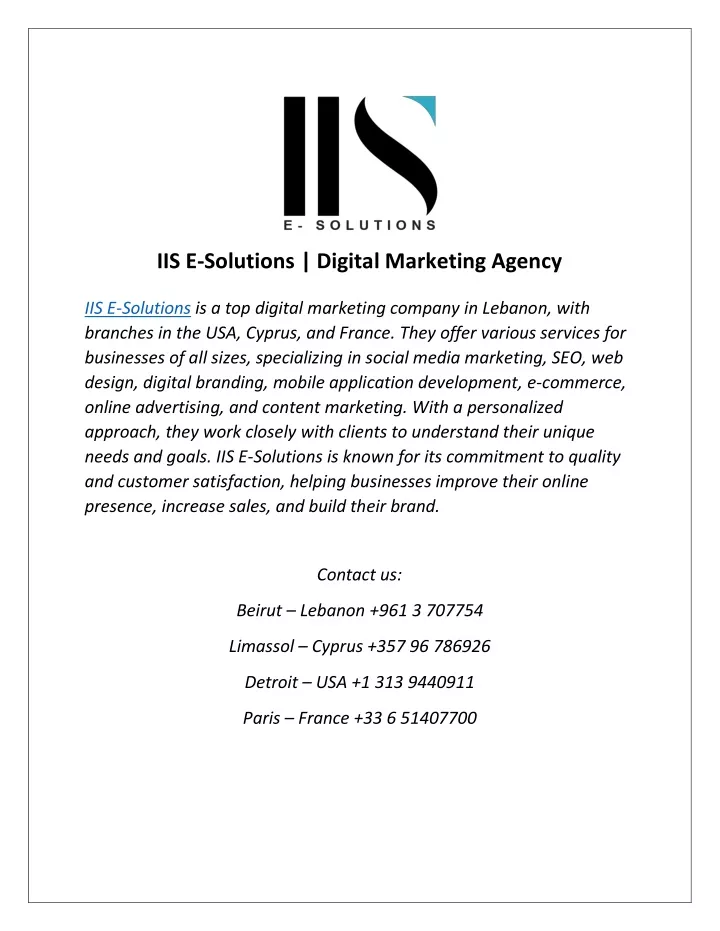 iis e solutions digital marketing agency