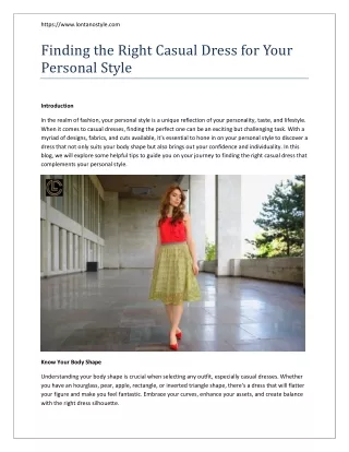 Finding the Right Casual Dress for Your Personal Style