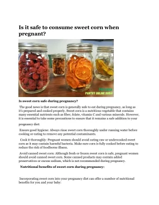 is it safe to consume sweet corn when pregnant