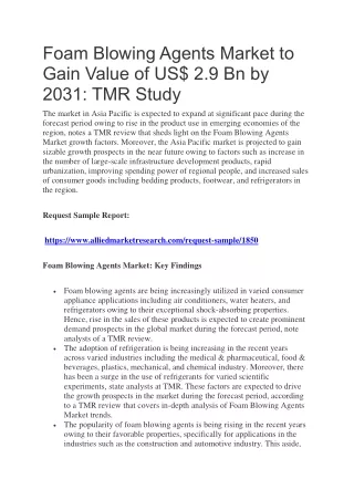 foam blowing agents market to gain value