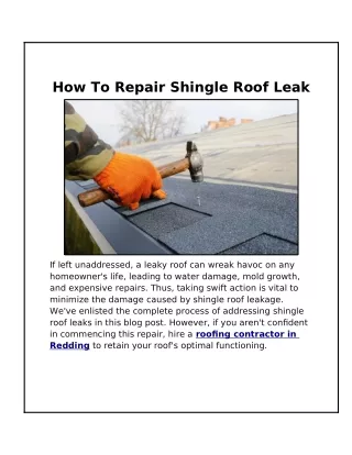 Guide to Repair a Shingle Roof Leak