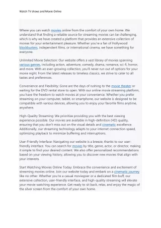 Where you can watch movies online from the comfort of your own home