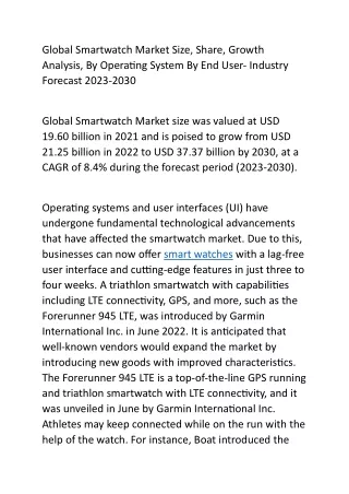 global smartwatch market size share growth