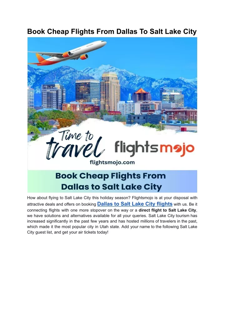 book cheap flights from dallas to salt lake city