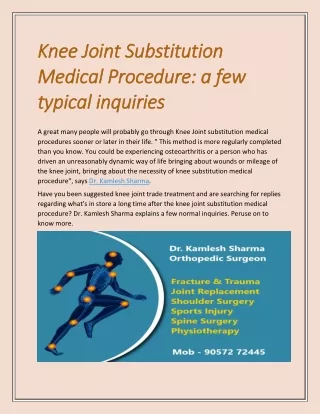 Knee Joint Substitution Medical Procedure