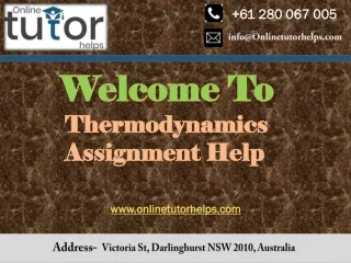 Thermodynamics Assignment Help PPT