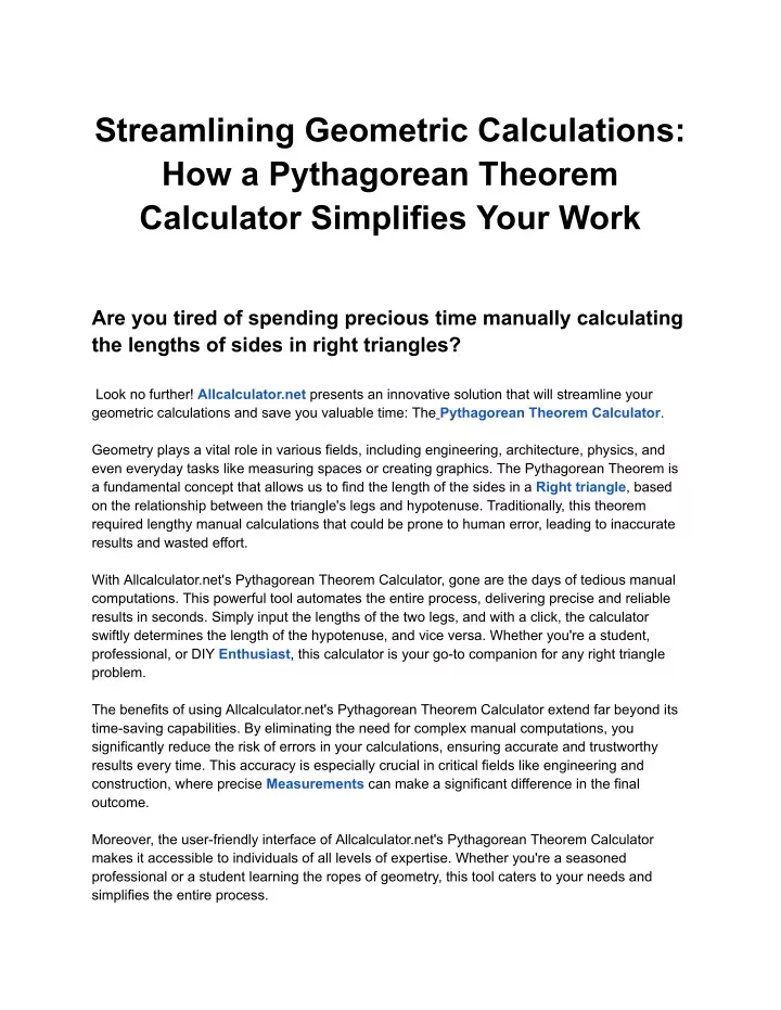 streamlining geometric calculations