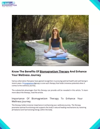 Know The Benefits Of Biomagnetism Therapy And Enhance Your Wellness Journey