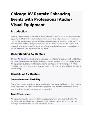 Chicago AV Rentals: Enhancing  Events with Professional AudioVisual Equipment