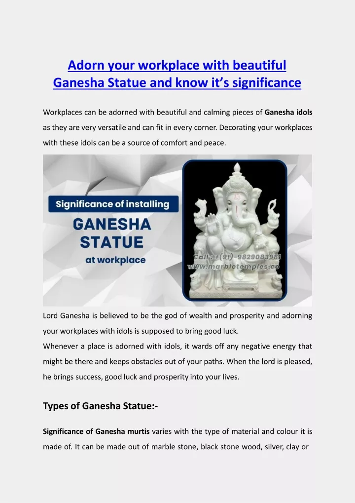 adorn your workplace with beautiful ganesha statue and know it s significance
