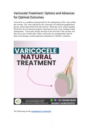 Varicocele Treatment: Options and Advances for Optimal Outcomes