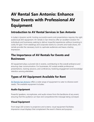 AV Rental San Antonio: Enhance Your Events with Professional AV Equipment
