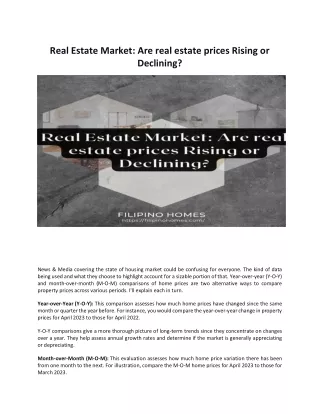 Real Estate Market Are real estate prices Rising or Declining