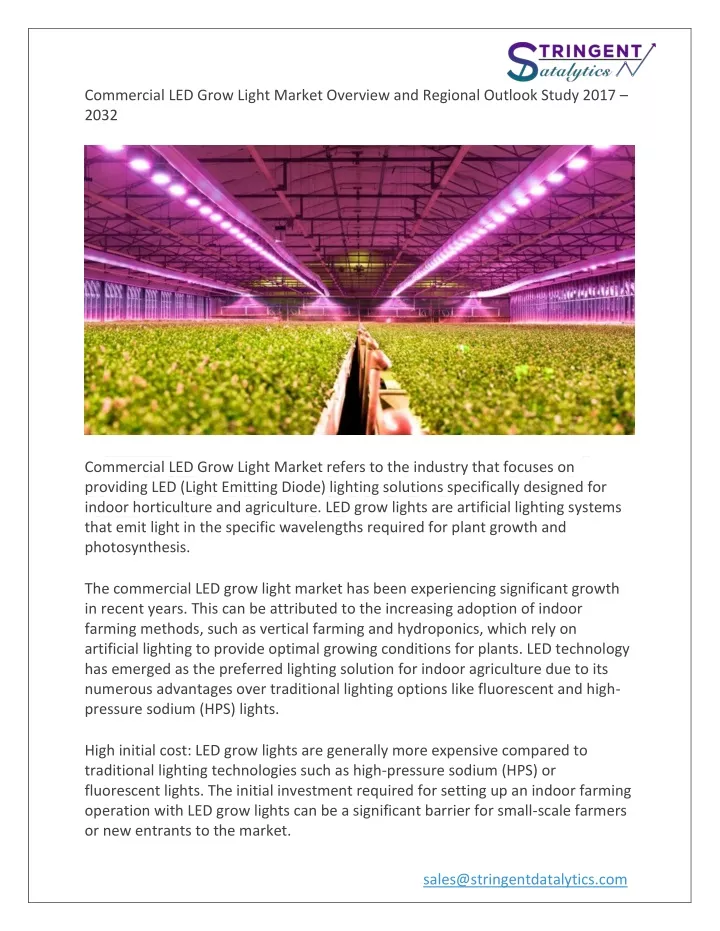 commercial led grow light market overview