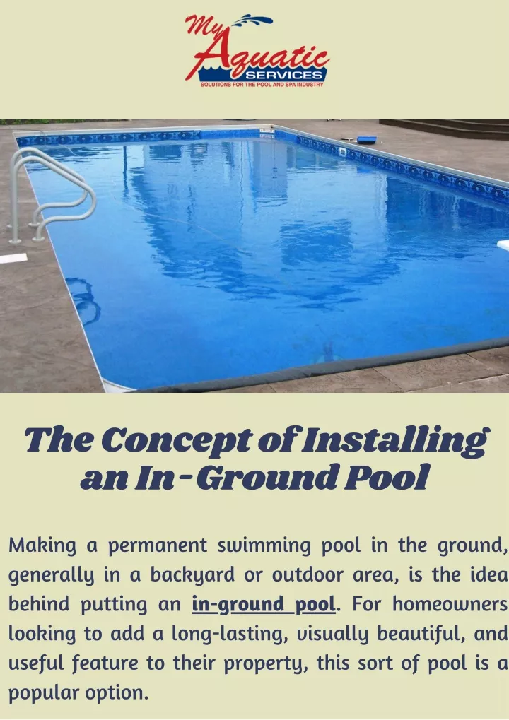 the concept of installing an in ground pool