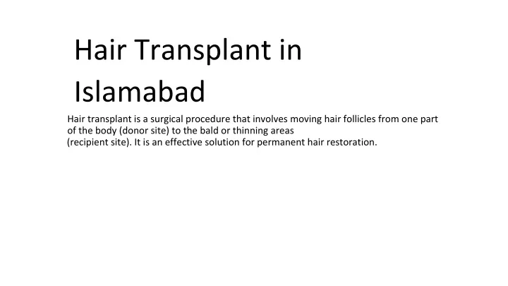 hair transplant in islamabad hair transplant