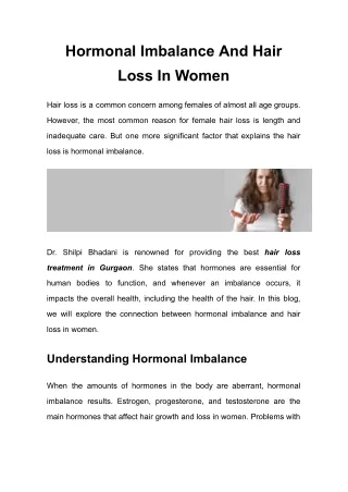 Hormonal Imbalance And Hair Loss In Women