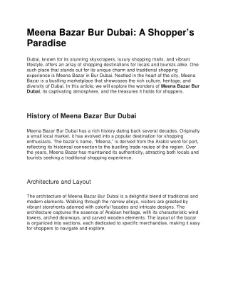 Meena Bazar Bur Dubai A Shopper’s Paradise