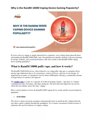 why is the randm 10000 vaping device gaining