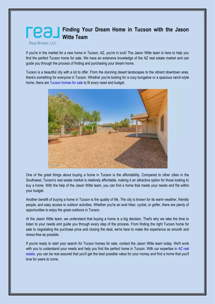 finding your dream home in tucson with the jason