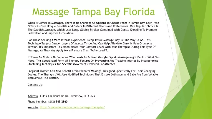 massage tampa bay florida