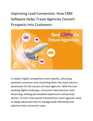 Improving Lead Conversion How CRM Software Helps Travel Agencies Convert Prospects into Customers